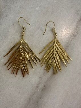 Gold Leaf Dangle Earrings - Women Jewelry
